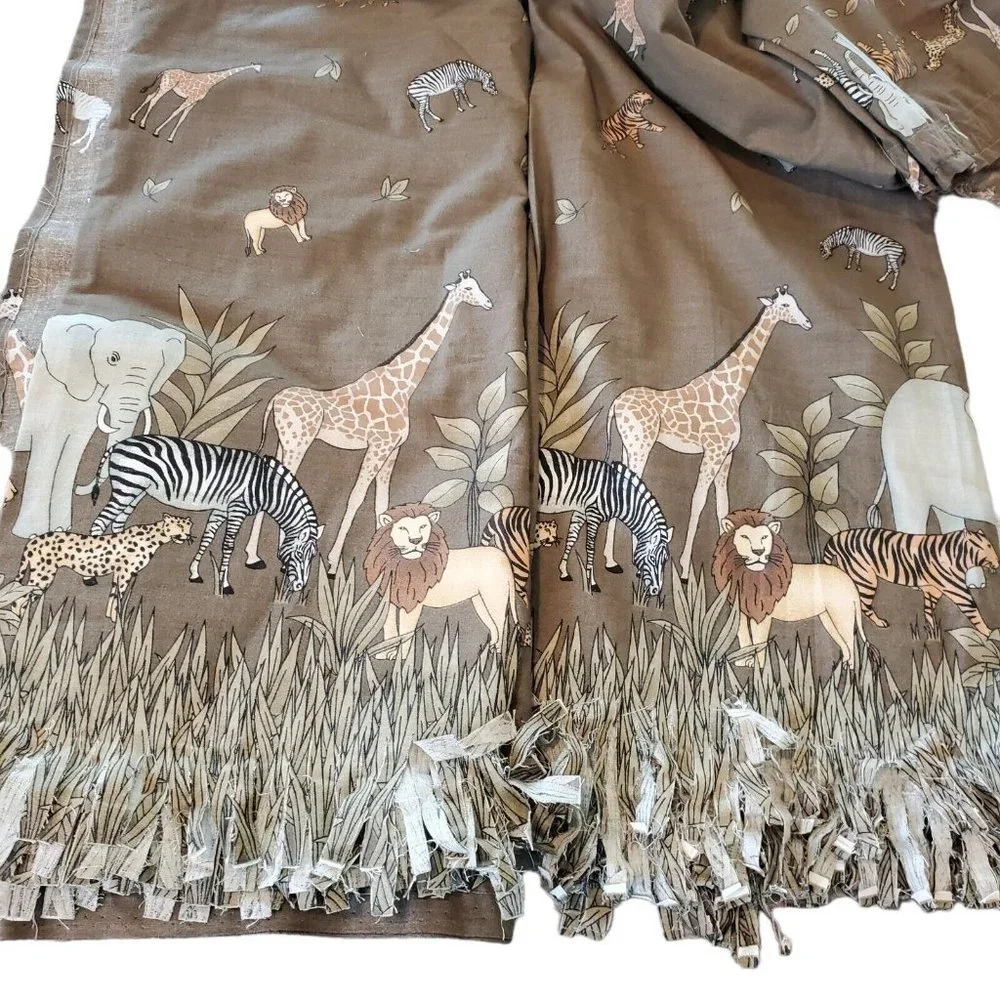 Jungle Wild Animals‎ Safari Baby Quilt Blanket Tapestry 2 Curtain Panels 43 X 72